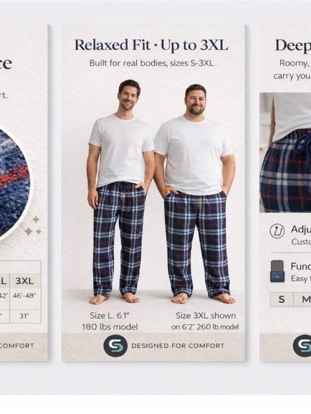 Men’s 3-Pack Microfleece Pajama Pants - Picture 5 of 6